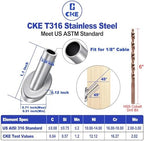 [Patent Design] CKE 40 Pack 45 Degree T316 Marine Grade Stainless Steel Angle Beveled Protector Sleeves Wood Post Protector for 1/8" Wire Rope Cable Railing, Come with a Free Drill Bit - Image 2