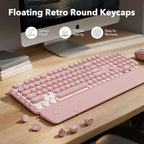 Rechargeable Backlit Wireless Keyboard and Mouse Combo, Retro Typewriter Keyboard with Magnetic Wrist Rest, Light Up Letters, 2.4GHz Cordless Connection for Mac, Windows PC, Laptop (Glowing Pink) - Image 5