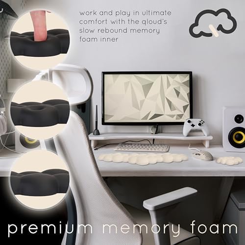 Cloud Keyboard Wrist Rest – Create-ables Qloud Cloud Wrist Rest for Computer Keyboard and Mouse, Ergonomic Memory Foam Wrist Pad with Non-Slip Base, Includes Cloud Mouse Pad – Beige - Image 5