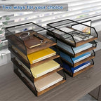 Natwind 4-Tier Stackable Metal Mesh Paper Organizer with Sliding Tray,Retro - Image 4