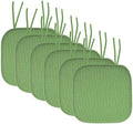 Sweet Home Collection Chair Cushion Memory Foam Pads with Ties Honeycomb Pattern Slip Non Skid Rubber Back Rounded Square 16" x 16" Seat Cover, 6 Pack, Green 6 Pack by SweetHomeCollection