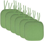 Sweet Home Collection Chair Cushion Memory Foam Pads with Ties Honeycomb Pattern Slip Non Skid Rubber Back Rounded Square 16" x 16" Seat Cover, 6 Pack, Green 6 Pack by SweetHomeCollection