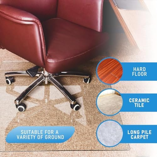 GLSLAND 36" x 46" Office Chair Mat for Carpet, Tempered Glass Floor Mat - Image 5