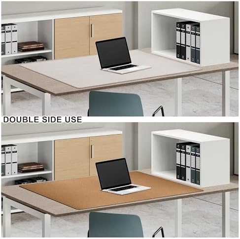 MAIDERN 40”x 24” Leather Desk Pad, Reversible Large Desk Mat, Cork & Leather Large Mouse pad for Desk, Waterproof Computer Desk Pad for Gaming Home Office (Cream) - Image 5