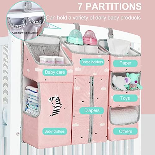 Hanging Diaper Caddy Organizer for Baby Crib - 3-in-1 Diaper Stacker for Changing Table Nursery Organization Storage Holder for Baby Essentials Attachment Portable Combining Clothing - Image 4