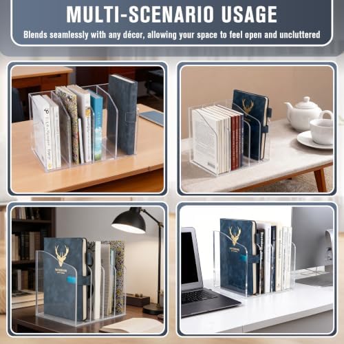 Clear Acrylic File Holder, Vertical Magazine Organizer 4-Slot for Office/Home/Classroom - Image 7