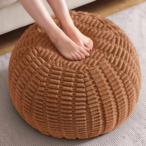 Hobestluk Stuffed Pouf Ottoman Footrest,Round Footstool,Large,Orange by YourHomeDeservesMore