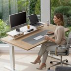 Fenge 42.5-Inch Monitor Stand with 2 Flexible Drawers, White - Image 2