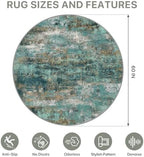 5FT Round Office Chair Mat for Hardwood Floor, Non-Slip Washable Teal Blue - Image 5