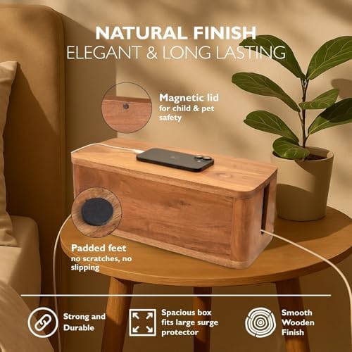 Cable Management Box, Power Strip & Extension Cord Hider, Desk Organizer - Image 3