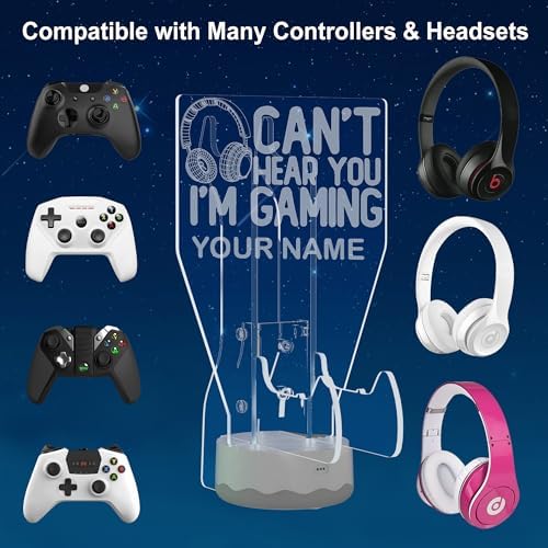 CoolGift Mart Customized Light up Headset and Controller Stand, 16 Colors 3D LED Lights Gamepad Headphone Holder with Remote Control, Game Controller Hanger for All Universal Gaming PC Accessories - Image 4