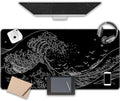 MEWOOCUE® Large Gaming Mouse Pad for Computer,Black Japanese Sea Wave Anime Mouse Mat,Long XXL Waterproof Keyboard Pads,Big Non-Slip Mouse Pads for Game Office Home（47.2 x 23.6 in） by MEWOOCUE