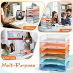 ZZYFGH 6 Pack in Trays for Teachers, Plastic Classroom Paper Organizers, Colorful Storage Baskets for Office, Stackable Office Desktop Document Paper Storage(13.4 * 9.5 * 2.7in) - Image 6