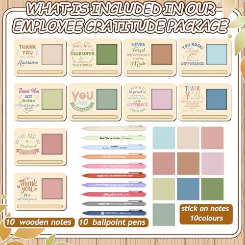 Kosiz 10 Set Wooden Sticky Note Holder Kit, Thank You, Morandi - Image 3