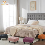 BRIAN & DANY Small Foot Stool, Linen Foot Stools with Legs, Stable Small Footstool for Living Room, Purple - Image 2