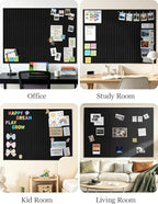 Felt Bulletin Board Tiles 48" x 36", Large Pin Board Wall Organizer Alternative, Self Adhesive Felt Wall Panels with 50 Push Pins & Storage Pouch for Office, Bedroom and Study Room, Black - Image 6