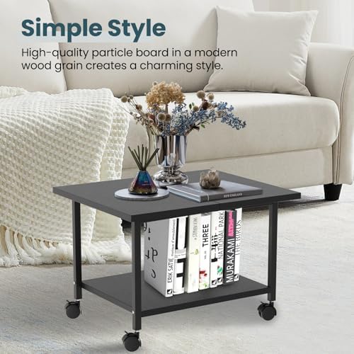 SwaaVee Printer Stand, 2-Tier Under Desk Printer Stand, Printer Cart with Wheels for Home, Office, Heavy-Duty Storage Shelf, Black - Image 6