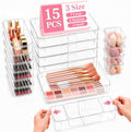 15 PCS Extendable Drawer Organizer Set Clear Stackable Vanity Storage Bins by Unknown