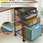 Sbanmao Rolling File Cart with 3 Drawers, Filing Cabinet, Hanging Folder Holder Organizer with Wheels, Under Desk Storage Utility Cart, File Cabinet Printer Stand for Home Office, Black - Image 3