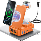300W Charging Station for Multiple Devices Apple, Zutspzss 10 in 1 Wireless Charger for iPhone 16, GaN III USB C 65W PD Fast Charging Stand Dock for MacBook, Apple Watch&Airpods,Orange by Zutspzss
