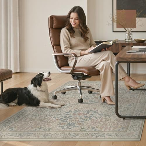 36"x60" Office Chair Mat for Hardwood Floor, Non-Slip Washable Beige Pink - Image 7