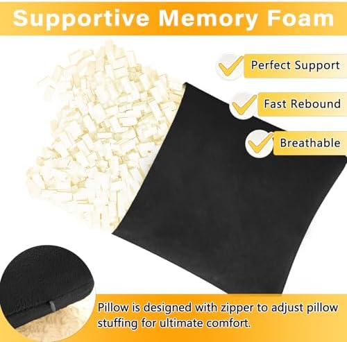 1 MIDDLE ONE 2 Pack Small Pillow, Memory Foam Mini Pillow 11 X 7 Inches for Travel, Sleeping, Nap and Neck, Knee, Lumbar Support, Tiny Cushion for Pet, Dogs (Black) - Image 2