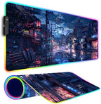 RGB Gaming Mouse Pad, Large Mousepad with Led Light, Gaming Accessories Keyboard Pad for Desk, Non-Slip Rubber Base Big Mouse Mat for Gamer, 31.5 X 11.8 Inch, Japanese Streets by Armanza