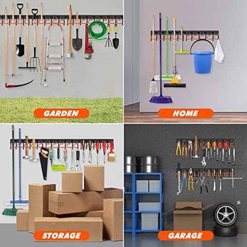 TVKB 68'' All Metal Garden Tool Organizer Adjustable Garage Tool Organizer Wall Mount Garage Organizers and Storage with Heavy Duty Hooks Tool Hangers for Garage Wall, Shed, Garden - Image 6