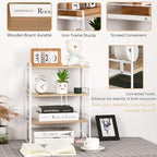 YGYQZ Desk Shelf Organizer for Top of Desk, 3-Tier Desktop Bookshelf, White & Wood - Image 5