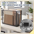 Zhengmy 3 Pcs Hanging File Organizer Letter Size File Holder Metal Mesh Filing Box Desktop Folder Letter Storage Cabinets Magazine Holder with Handles for Home Office School Document (Black) - Image 4