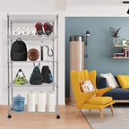 HealSmart Heavy Duty 5-Shelf Storage Shelves, 1750Lb Loading Capacity, 35.43" W x 17.72" D x 70.87" H Adjustable Shelving Unit with Wheels, Chrome - Image 2