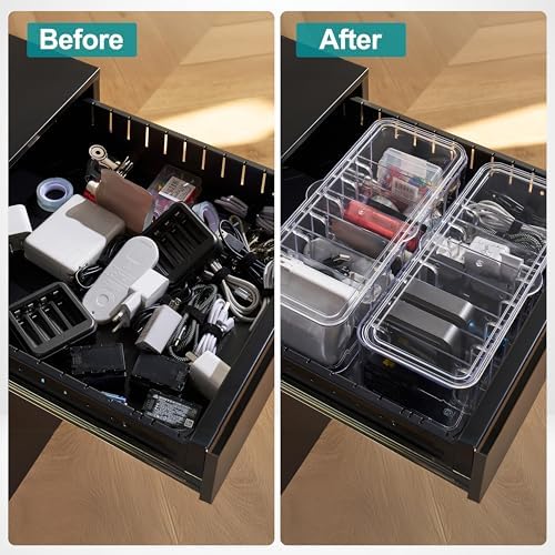 Cord Organizer Box 2 Pack – Clear Cable Organizer with Adjustable Dividers, Fits Up to 10ft Cables, Cord Storage Organizer for Chargers & Tech Accessories – Includes 16 Velcro Ties - Image 3