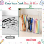 Mototo 4PCS Acrylic Pen Holder Back to School 3 Compartments Pen Organizer - Image 4