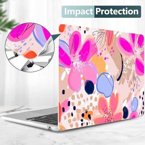 DONGKE for MacBook Air 13 Inch Case M5 2026 M4 2025 M3 M2 2024-2022 A3449 A3240 A3113 A2681, Plastic Hard Shell & Keyboard Cover & Screen Film for MacBook Air 13.6 Inch Case - Floral Artistic - Image 5