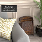 Red Lantern 2 ft. Short Fiber Weave Folding Screen - Dark Mocha - 6 Panels - Image 3
