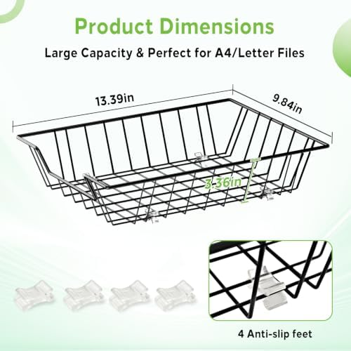 4-Pack Paper Tray Organizer for Desk, Wire Baskets and Letter Trays, Black - Image 4