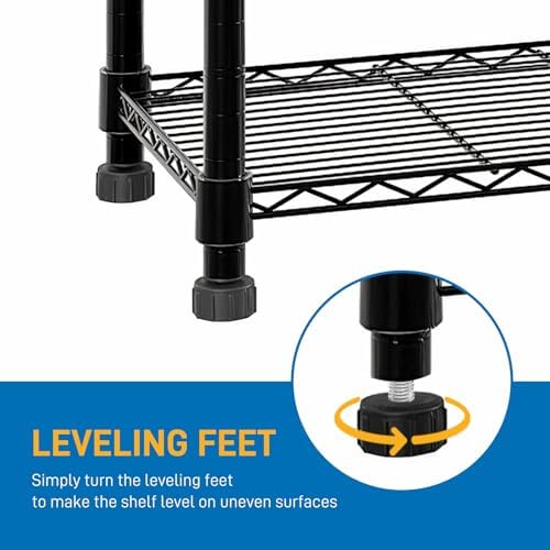 5 Tier Storage Racks Shelving, Heavy Steel Pantry Shelves, Adjustable Wire Shelving Rack, Suitable for Garage, Kitchen, Bathroom, Office, 35" W x 14" D x 71" H, Black - Image 5
