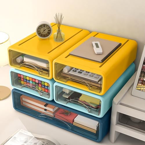 Desk Organizer with Drawers, Stackable Storage Drawers with Compartments Desktop Organization for Office Supplies, Makeup, Pencils, Tape, Erasers, Paperclips, Chargers (2S1M) - Image 5
