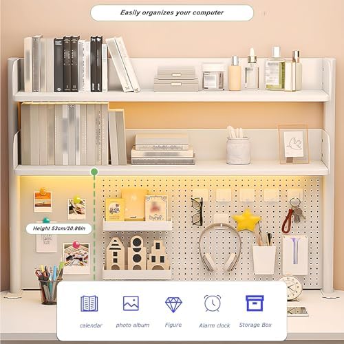 Clamp On Desk Organizer Shelf,White Desk Extender Pegboard Workstation,Computer Desk Accessories for Office, Privacy Panel for Gaming Desk,23.6/31.4/39.3in Desktop Shelving (white, 80cm/31.4in) - Image 6