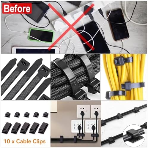 128PCS Cable Management Box 3Pack Cable Management Kit for Power Strip to Hide Wires,Cord Hider Boxes,Cord Box Safe ABS Material Wire Organizer of Cable Clips Sleeve for Home & Office, Black - Image 4