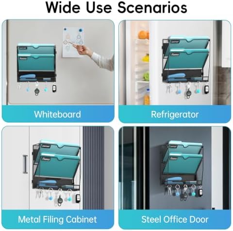 3 Tier Magnetic File Holder with Hooks for Letter Size Files - Image 6