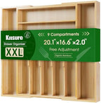Kitsure Silverware Organizer, Bamboo Kitchen Drawer Tray, Natural, XX-Large by Kitsure