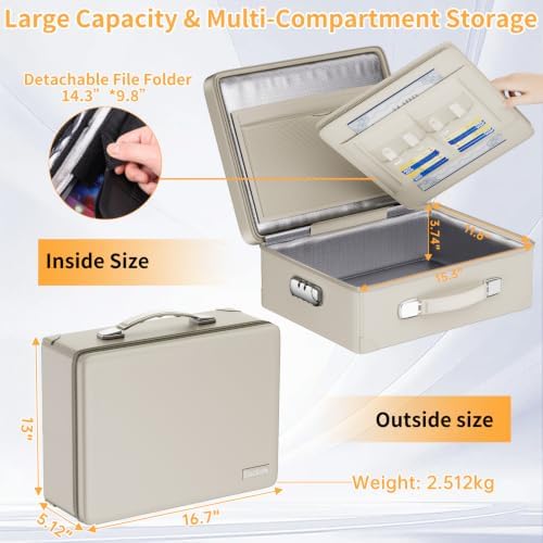 DocSafe 6400°F Fireproof Document Box with Lock, 10 Layers Heat Insulated - Image 5