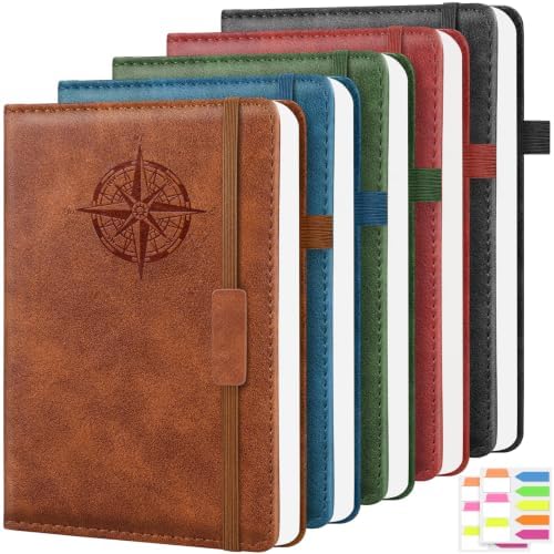 5 Pack College Ruled Notebook Bulk, A5, 192 Pages Line Journal Set, Compass by OFFIGIFT