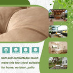 15" Upholstered Folding Foot Rest Stool with Foldable Metal Frame Khaki - Image 2