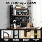 deli Desktop Shelf, Desk Hutch with Metal Pegboard, Black - Image 4