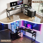 YOSHOOT 55" L Shaped Computer Desk with 3 Fabric Drawers, Gaming Desk - Image 7