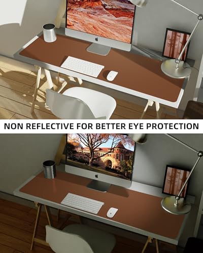 Large Desk Mat 55" x 17"Leather Desk Pad Protector,Mouse Pad,Office Desk Mat, Non-Slip PU Leather Desk Blotter,Waterproof Keyboard mat for Office/Home/Decor (Brown) - Image 6
