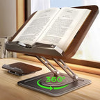 LOXP Book Stand for Reading, 360° Rotating Holder with Page Clip, Ergonomic by LOXP