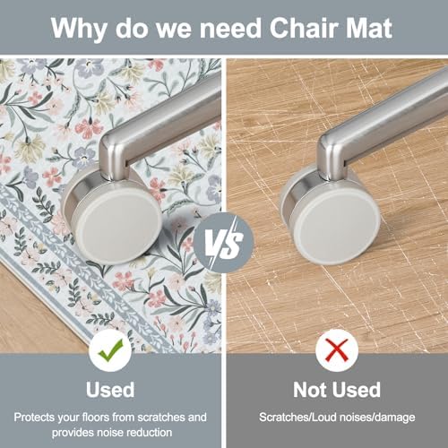 Anidaroel Desk Chair Mat for Hardwood Floor/Tile Floor, 36"x48" Boho Computer Chair Mat, Anti-Slip Floral Office Rugs for Rolling Chairs, Low Pile Beige Desk Chair Mats for Hardwood - Image 2
